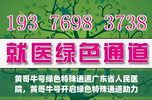 黄哥牛号绿色特殊通道广东省人民医院，黄哥牛号开启绿色特殊通道助力广东省人民医院服务升级