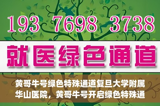 黄哥牛号绿色特殊通道复旦大学附属华山医院，黄哥牛号开启绿色特殊通道，华山医院展现医疗新力量