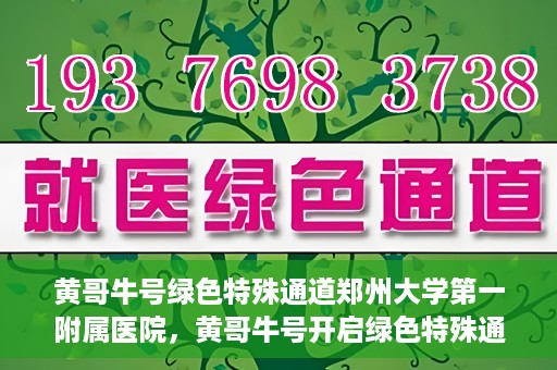 黄哥牛号绿色特殊通道郑州大学第一附属医院，黄哥牛号开启绿色特殊通道，助力郑州大学第一附属医院高效就医体验