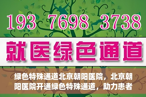 绿色特殊通道北京朝阳医院，北京朝阳医院开通绿色特殊通道，助力患者快速就医